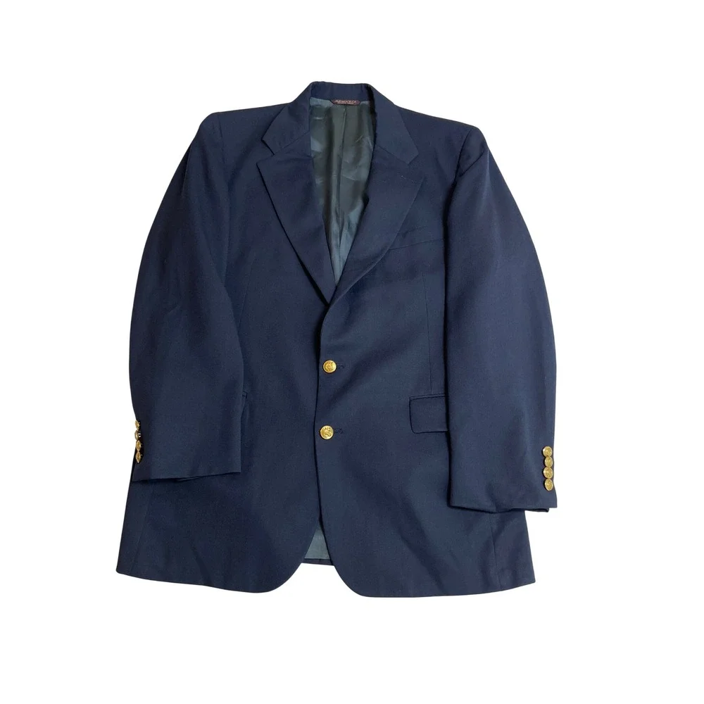 Vintage Barneys New York Country Britches Navy Blue Blazer Gold Buttons 42R USA
